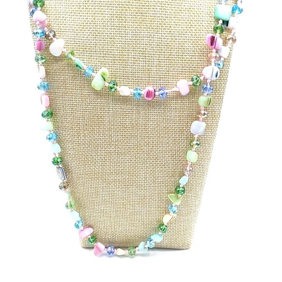MOP + Faceted Pastel Multi-colored Beaded Necklace - Picture 15 of 15